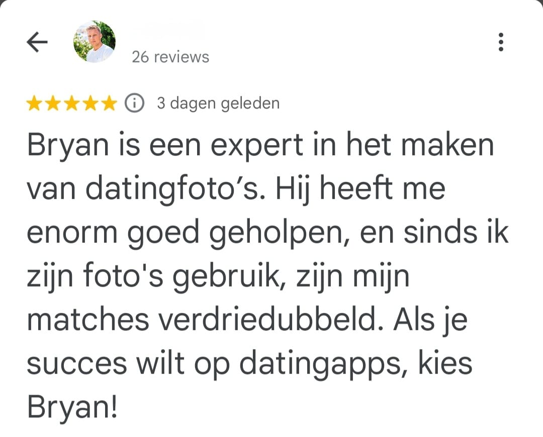 Een derde Google Review van een blije klant van DateFoto