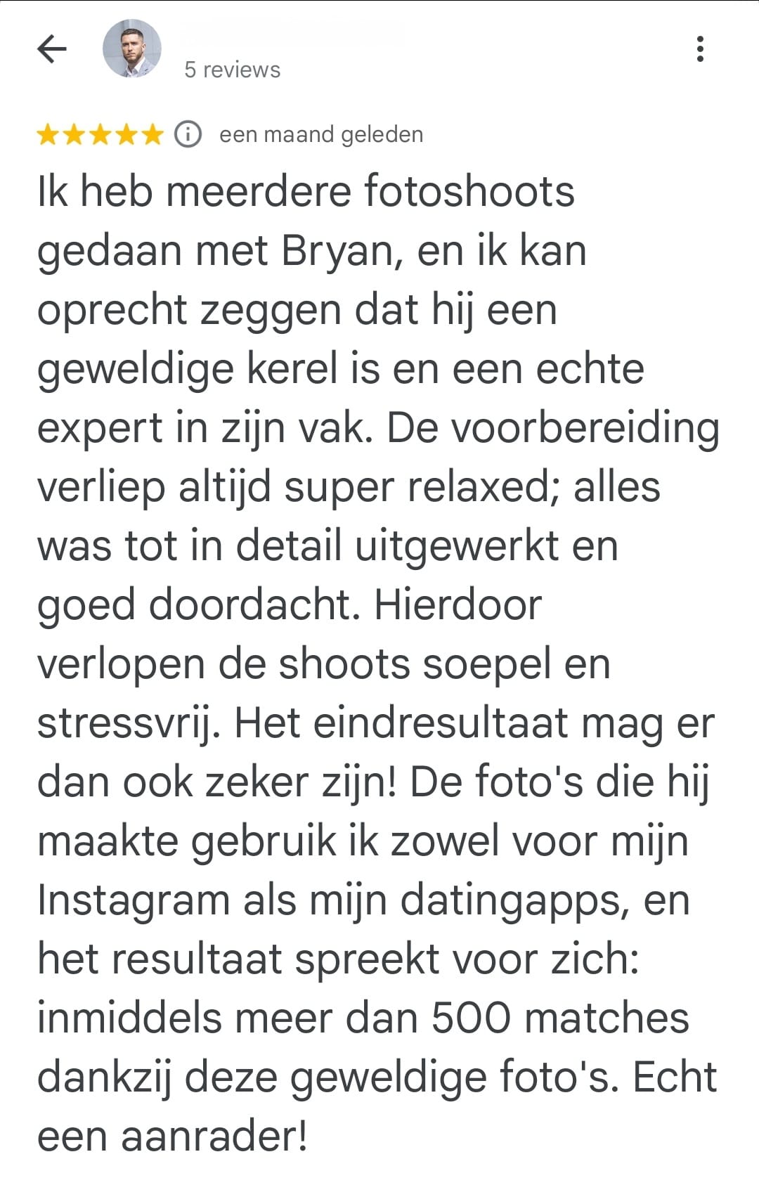 Een vierde Google Review van een blije klant van DateFoto